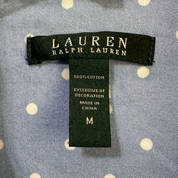 LRL Sleep Shirt M Blue Flannel Polka Dot Lauren Ralph Lauren Soft Logo Lounge - Picture 6 of 10